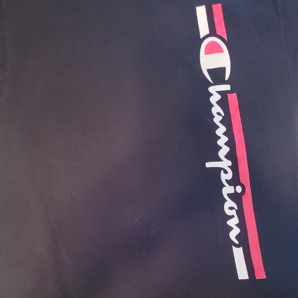 Champion Black Tee with Vertical Logo